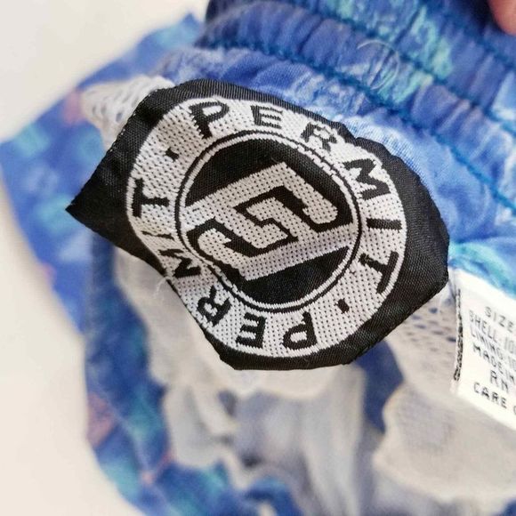 Vintage swim shorts permit large blue Cotton 90's print sku3134 - Picture 3 of 12